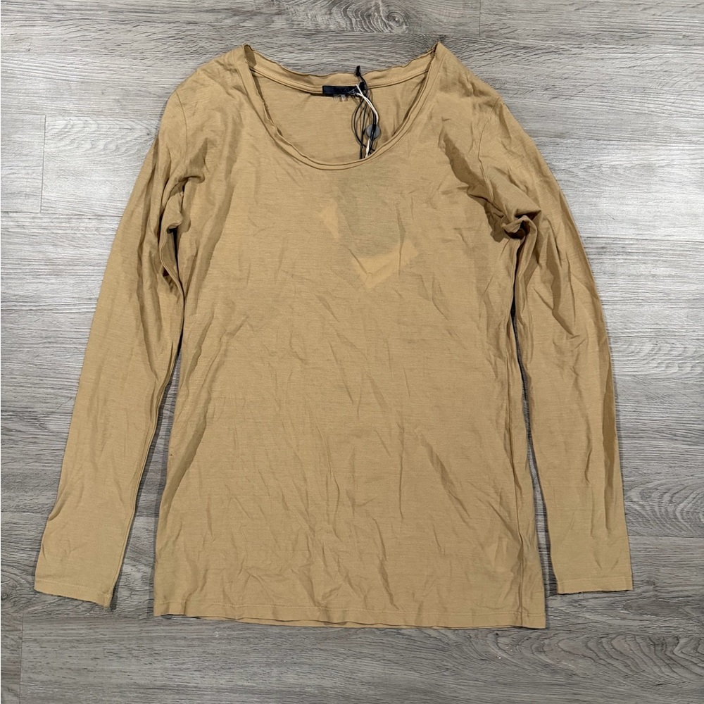 Siviglia Women's Tan Long‎ Sleeve Top 100% Cotton